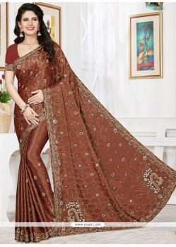 Jacquard Brown Classic Designer Saree