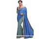 Blue Patch Border Work Saree