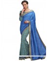 Blue Patch Border Work Saree