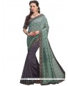 Grey Patch Border Work Art Silk Classic Designer Saree