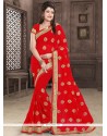 Faux Georgette Embroidered Work Classic Saree