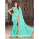 Turquoise Faux Georgette Designer Saree