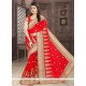 Faux Georgette Red Patch Border Work Classic Saree