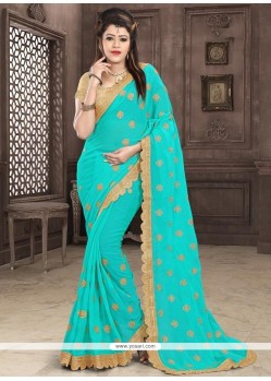 Patch Border Work Faux Georgette Designer Saree