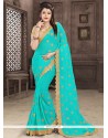 Patch Border Work Faux Georgette Designer Saree