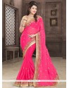 Pink Patch Border Work Classic Designer Saree