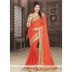 Embroidered Work Orange Classic Saree