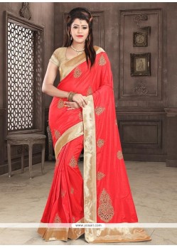 Embroidered Work Red Designer Saree