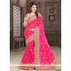 Resham Faux Georgette Classic Designer Saree In Hot Pink