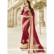 Maroon Patch Border Work Faux Chiffon Classic Designer Saree