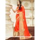 Orange Patch Border Work Designer Saree