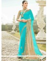 Faux Chiffon Blue Classic Designer Saree