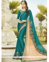 Patch Border Work Faux Chiffon Designer Saree