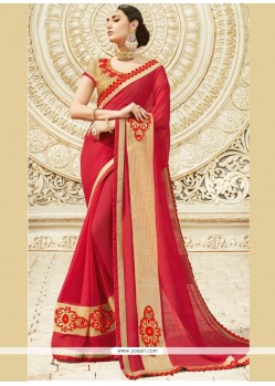 Faux Chiffon Embroidered Work Classic Saree