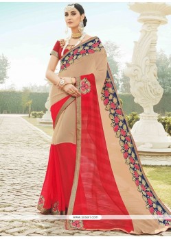 Faux Georgette Embroidered Work Classic Saree