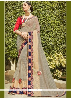 Patch Border Work Faux Chiffon Classic Designer Saree