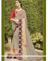 Patch Border Work Faux Chiffon Classic Designer Saree