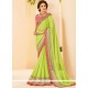 Faux Chiffon Green Patch Border Work Saree