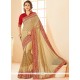 Patch Border Work Beige Designer Traditional Saree