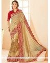 Patch Border Work Beige Designer Traditional Saree