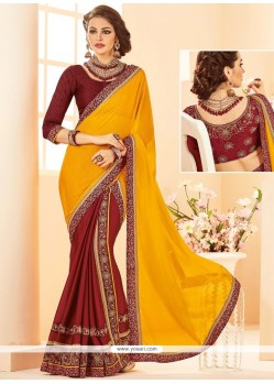 Faux Chiffon Designer Half N Half Saree