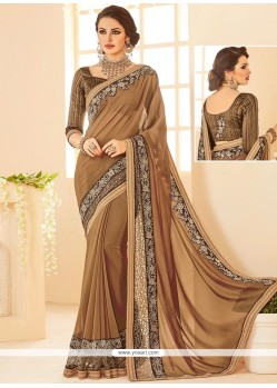 Jacquard Brown Patch Border Work Saree