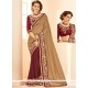 Faux Georgette Beige And Maroon Designer Half N Half Saree