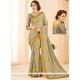 Faux Chiffon Grey Embroidered Work Classic Designer Saree