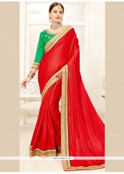 Red Embroidered Work Traditional Saree