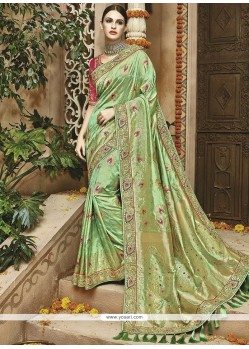 Green Weaving Work Art Silk Traditional Designer Saree