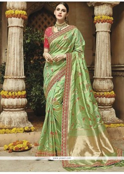 Art Silk Green Weaving Work Designer Traditional Saree