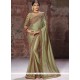 Chiffon Satin Green Embroidered Work Classic Designer Saree