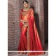 Red Embroidered Work Shaded Saree
