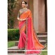 Hot Pink And Orange Embroidered Work Faux Georgette Shaded Saree