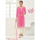Cotton Pink Lace Work Churidar Suit