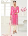 Cotton Pink Lace Work Churidar Suit