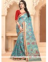 Banarasi Silk Blue Traditional Designer Saree