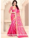 Weaving Work Hot Pink Traditional Designer Saree
