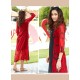 Black And Red Print Work Party Wear Kurti