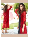 Black And Red Print Work Party Wear Kurti
