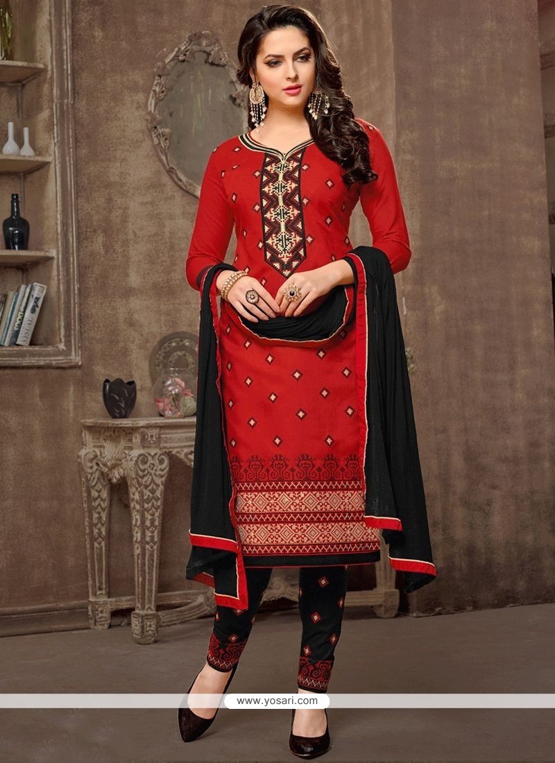Black And Red Churidar Suit