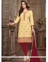 Cotton Embroidered Work Churidar Suit