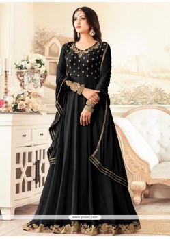Lace Work Black Floor Length Anarkali Suit