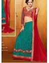 Red And Green Net Anarkali Suit
