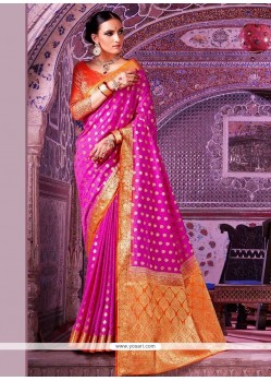 Cotton Silk Hot Pink Traditional Designer Saree