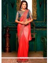 Embroidered Work Pink Fancy Fabric Shaded Saree