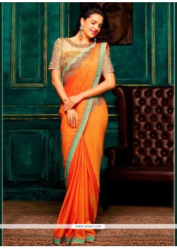 Fancy Fabric Orange Shaded Saree