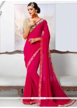 Faux Georgette Embroidered Work Saree