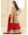Preity Zinta Beige And Red Faux Georgette Anarkali Suit