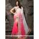 Pink And White Patch Border Work Shaded Saree